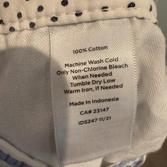 Talbots Pants Womens 12 Blue White Perfect Crop Seersucker Striped Ankle Capri - Picture 14 of 15